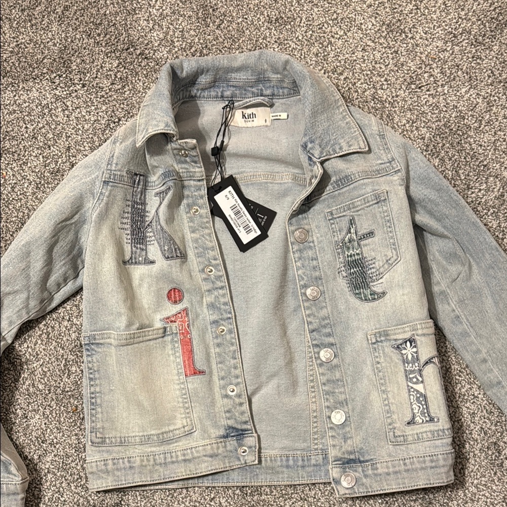 Kith Kids Light Blue Denim Jacket with Embroidered Letters BRAND NEW